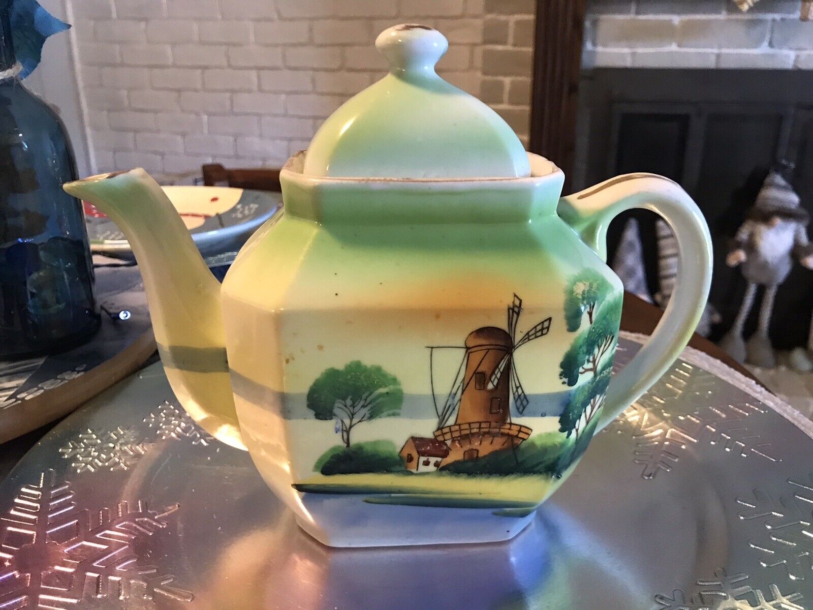 Hand Painted Teapot Windmill Made in Japan Vintage