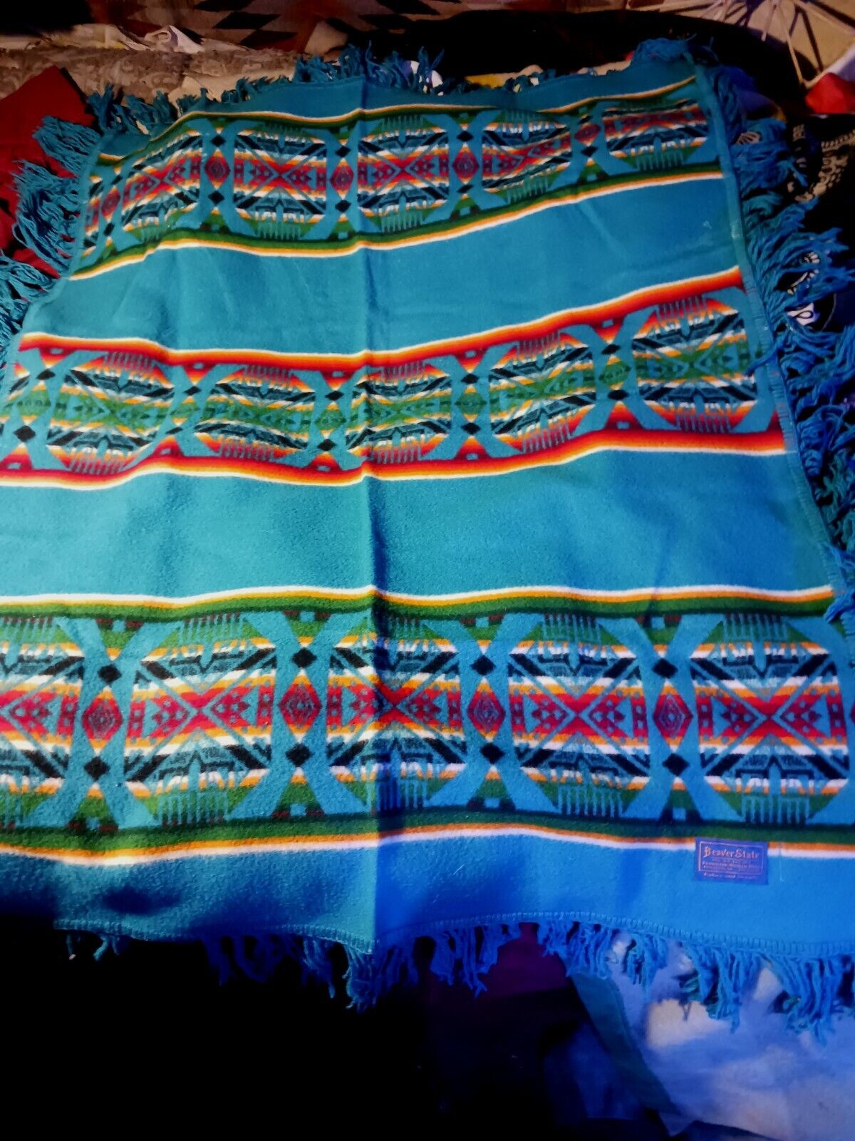 **AWESOME  VINTAGE BEAVER STATE PENDLETON  BABY BLANKET COLORS CLEAN VERY NICE\