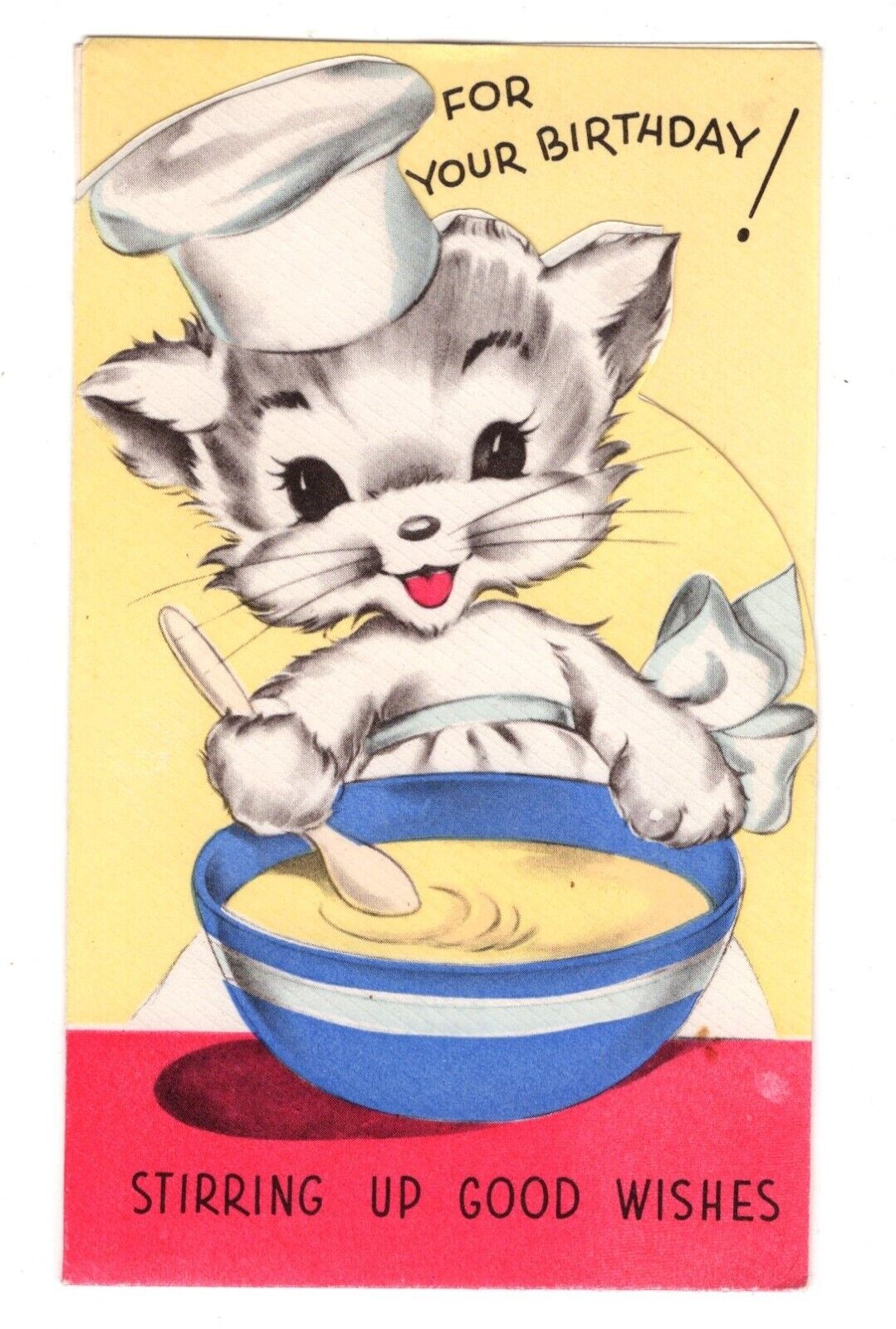 Rust Craft Vintage Anthropomorphic Kitten Cook Birthday Card
