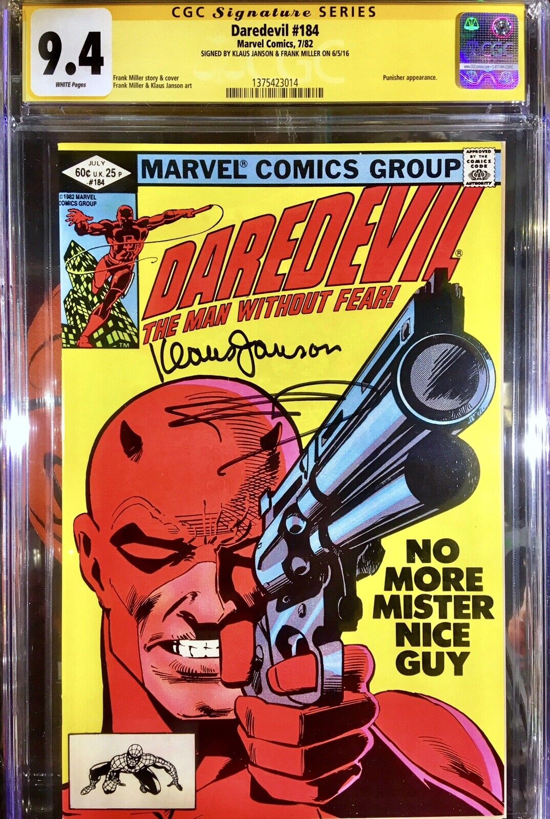 Daredevil #184 CGC SS 9.4 Signed By Frank Miller & Klaus Janson White Pages