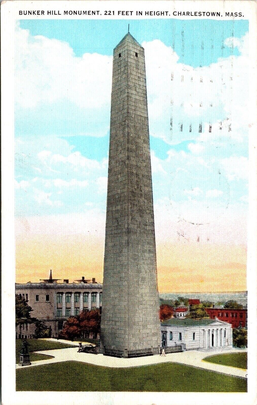 Bunker Hill Monument Charlestown Mass Massachusetts Ma 1933 Boston Mass Postcard