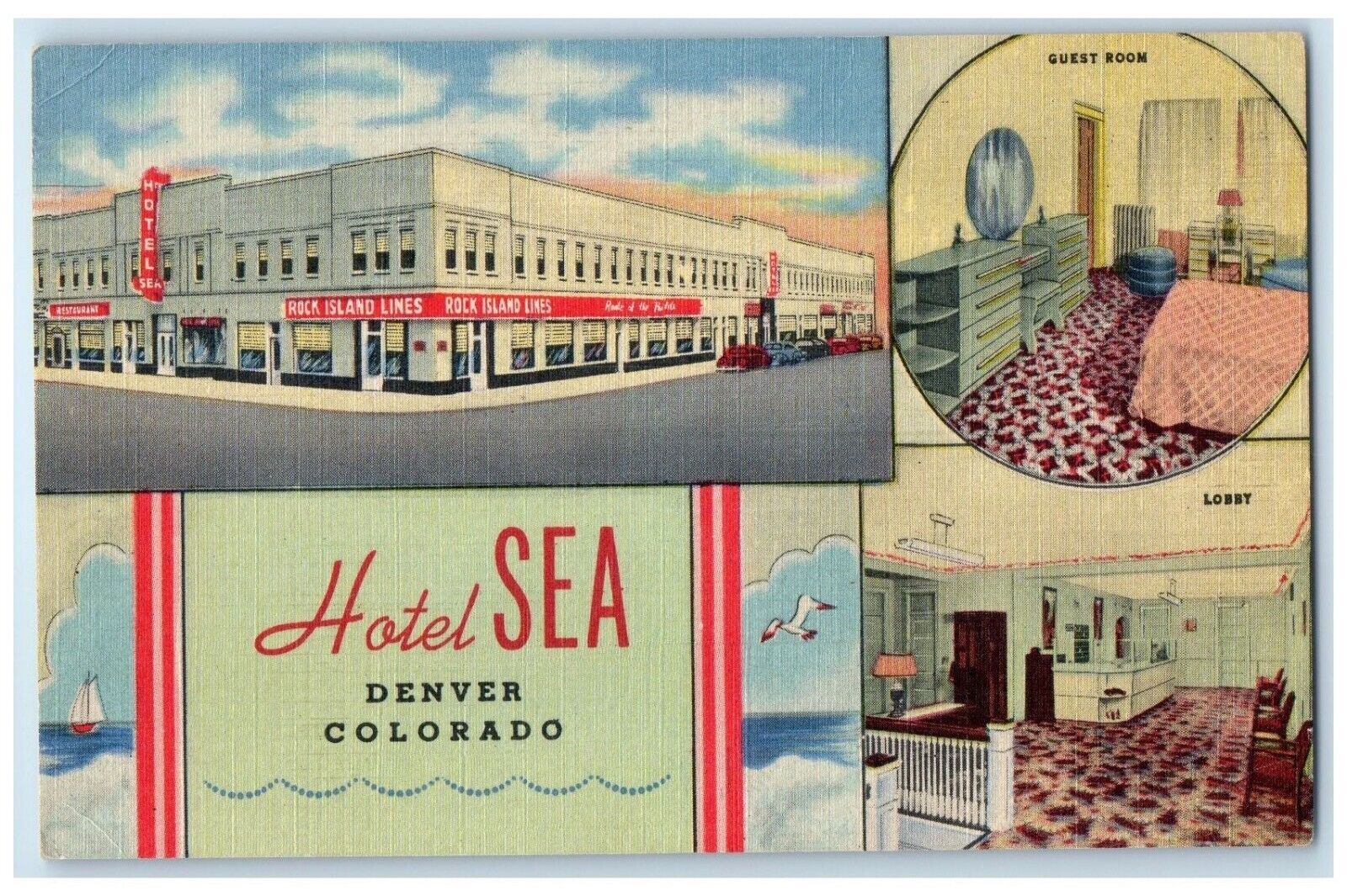 c1940's Hotel Sea Denver Colorado CO Multiview Unposted Vintage Postcard