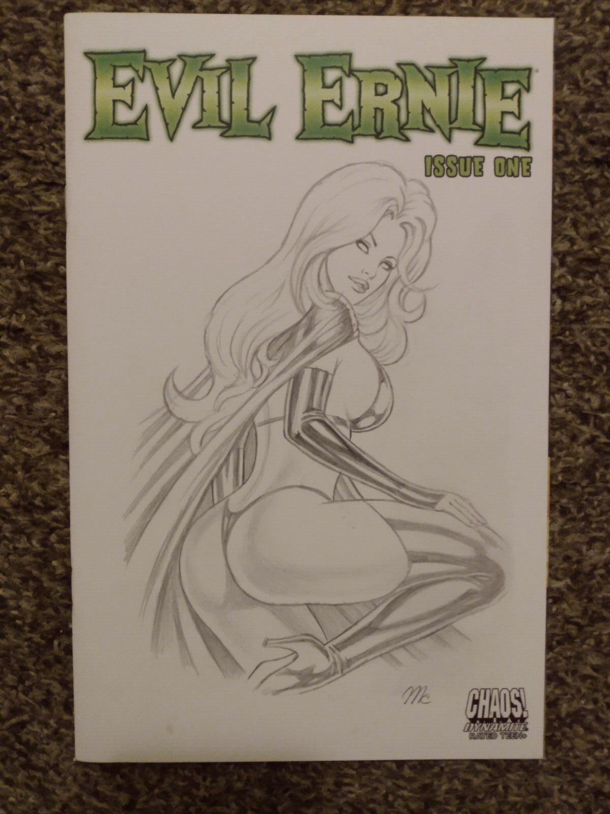 ORIGINAL LADY DEATH EVIL ERNIE SKETCH COVER ART DRAWING BY CAMPBELL VERSION #3