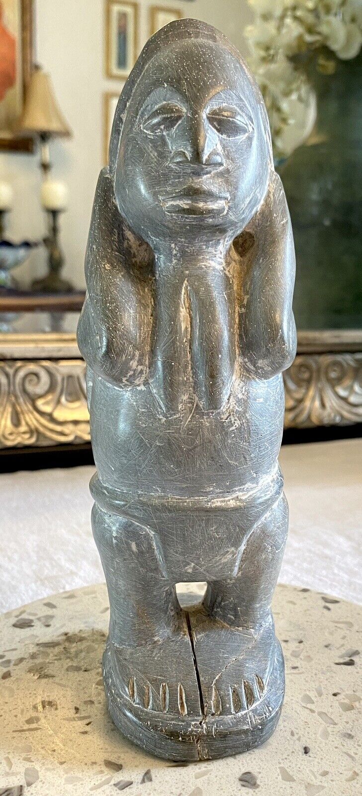 Inca Peruvian Stone Statue Hand Carved 8” Hand Created Art Sculpture RARE