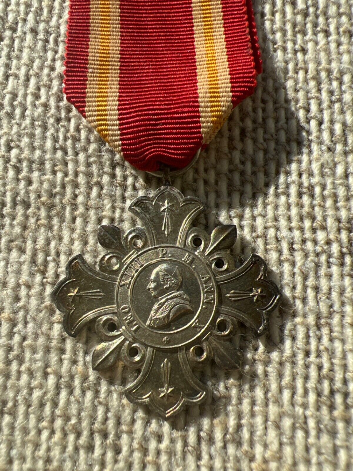 Vatican WW1 Medal Pro Ecclesia Pontifice Silver Cross 1888 Pope Leo XIII - Man