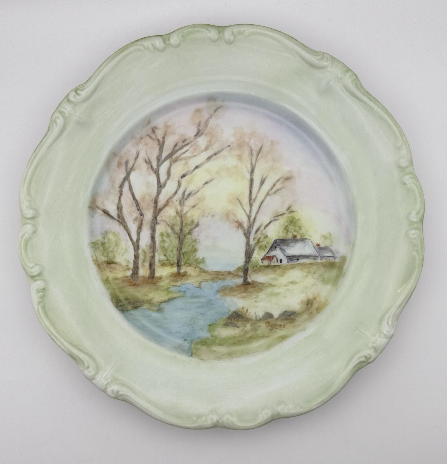 Vintage Johann Haviland Bavaria Hand-Painted Plate -Landscape by C. Gross