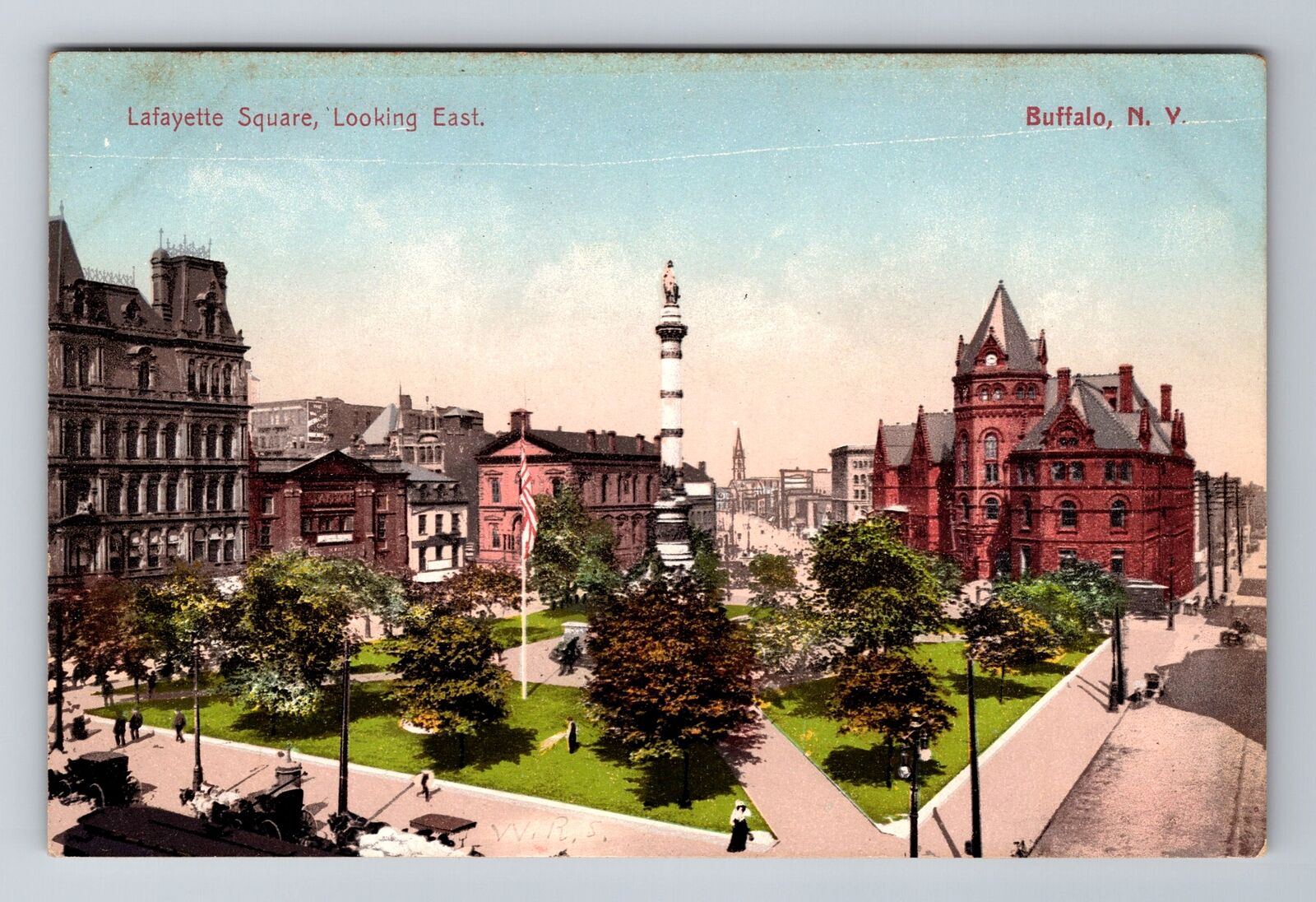 Buffalo NY-New York, Lafayette Square Looking East, Antique, Vintage Postcard
