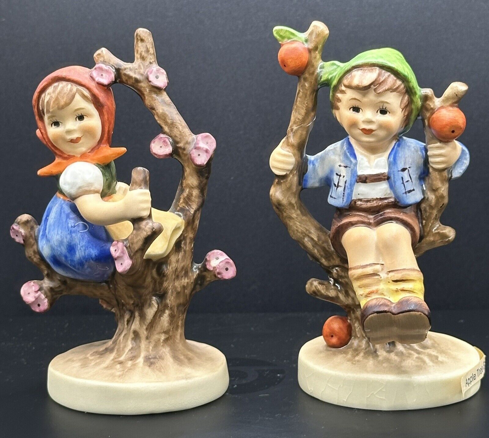 Goebel Hummel Apple Tree Girl  and Apple Tree Boy  Figurines Set Both Tmk 5