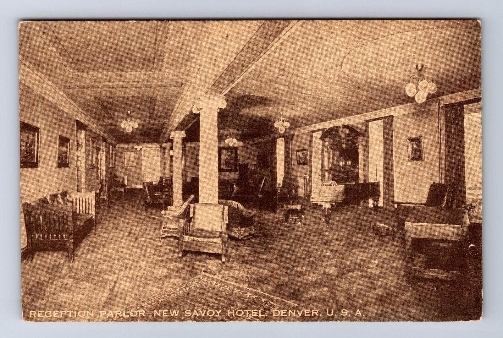 Denver CO-Colorado, Reception Parlor, New Savoy Hotel, Vintage Postcard