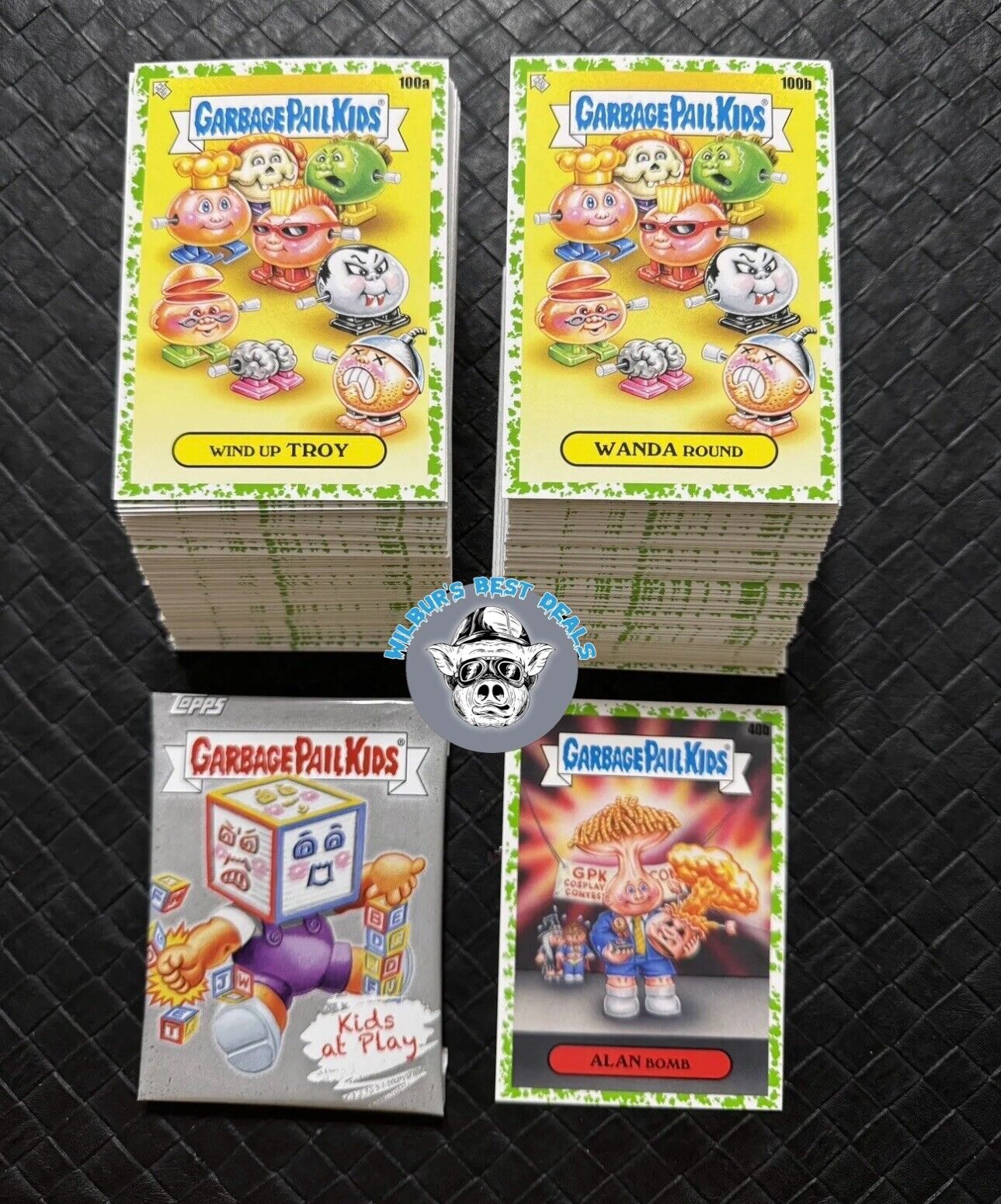 2024 SERIES 1 GARBAGE PAIL KIDS AT PLAY 200-CARD GREEN PARALLE SET Complete GPK