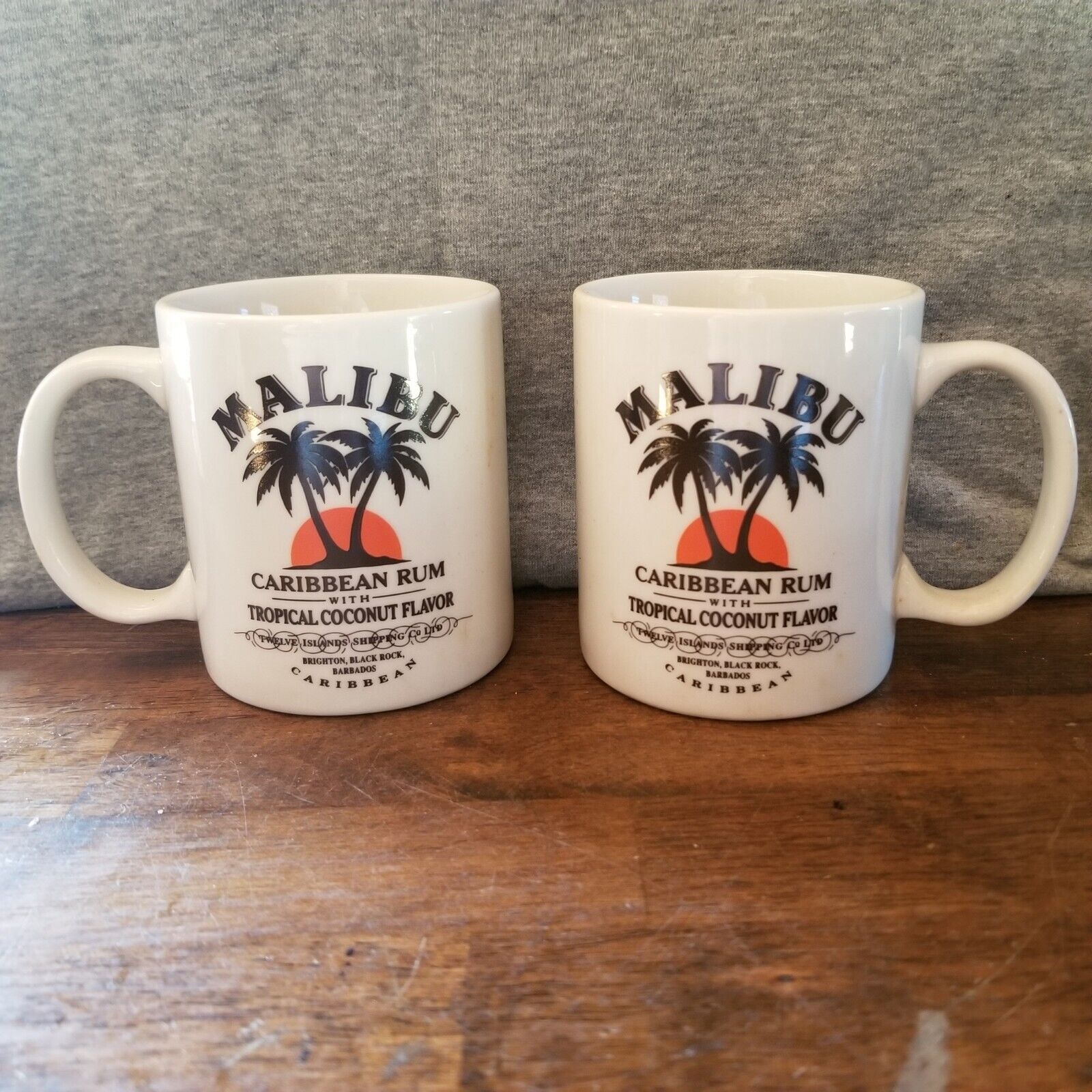 New Malibu Caribbean Rum Ceramic Coffee Mug Logo Both Sides Excellent Condition