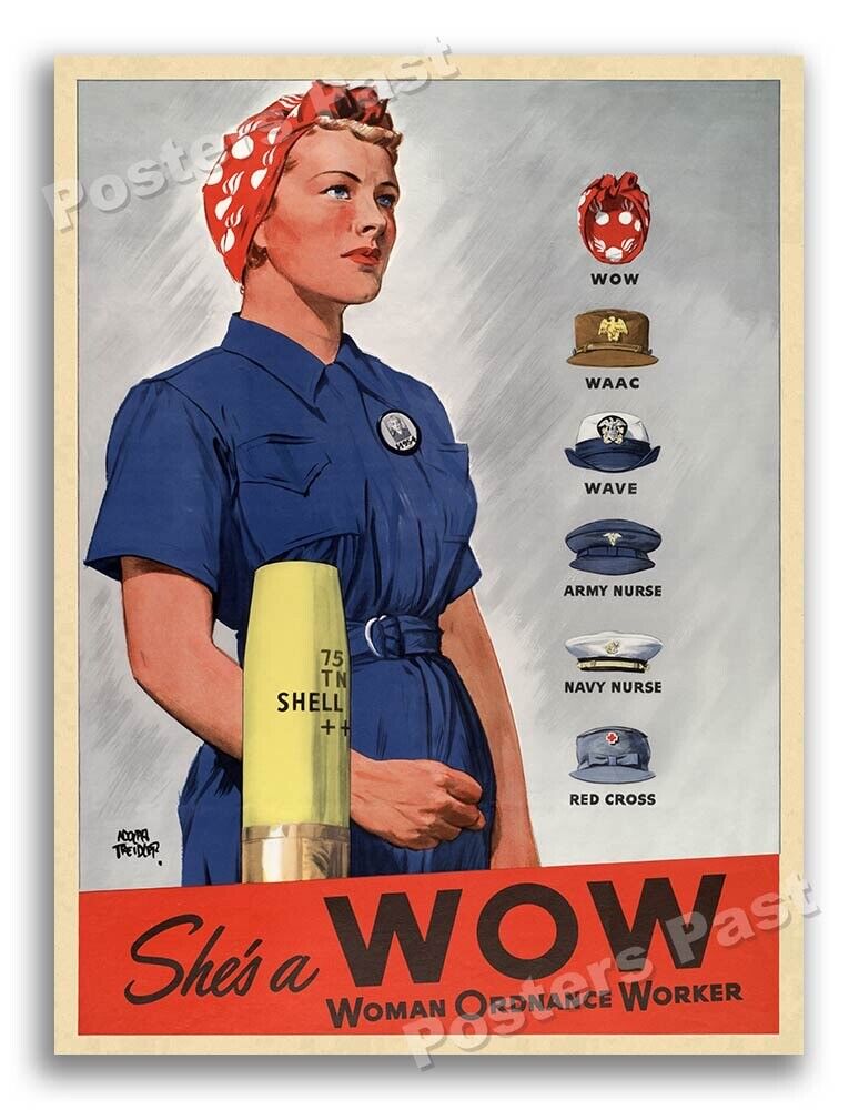 “She’s a WOW - Woman Ordnance Worker”  1942 World War 2 Poster - 18x24