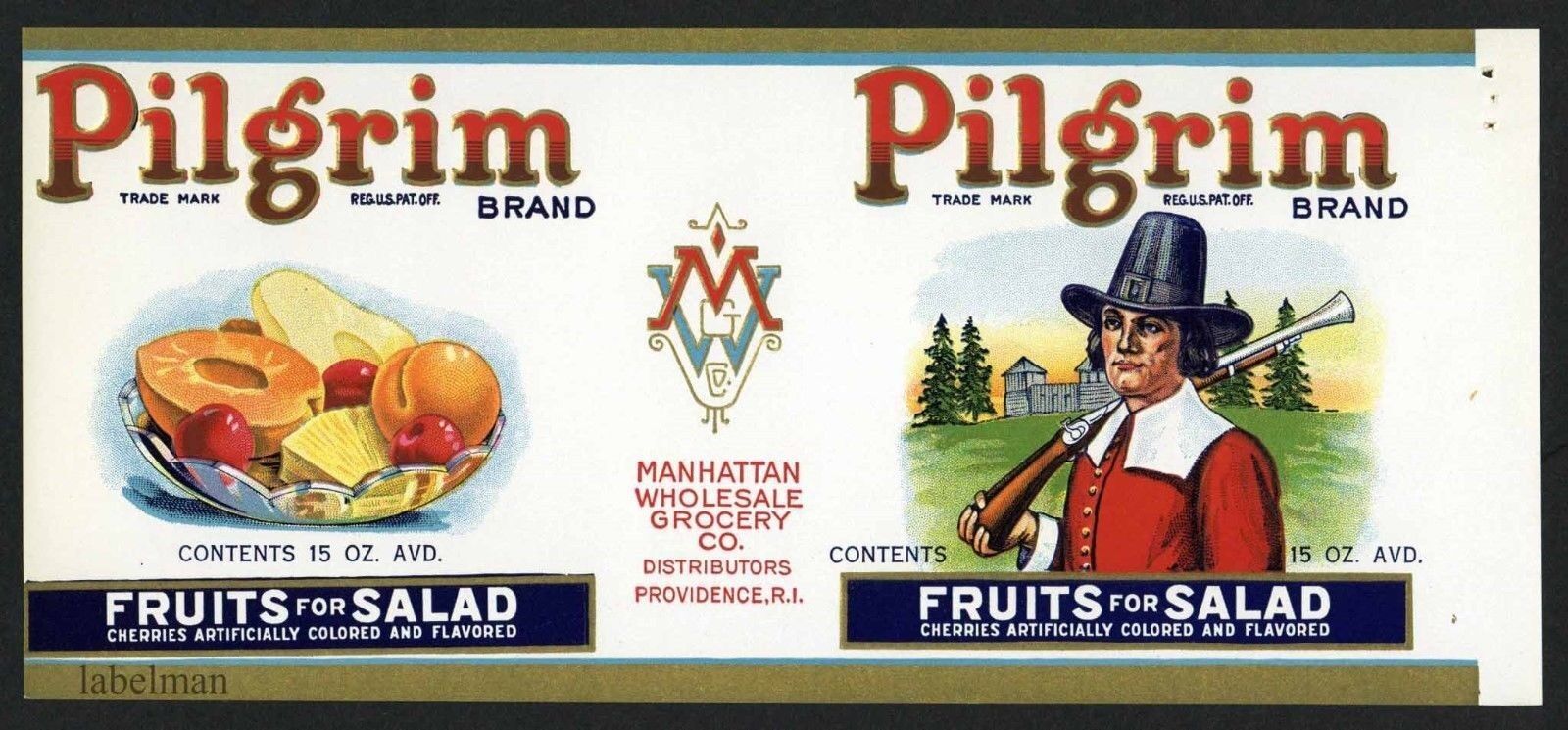 PILGRIM Brand, Providence Rhode Island **AN ORIGINAL 1930\'s TIN CAN LABEL** v97
