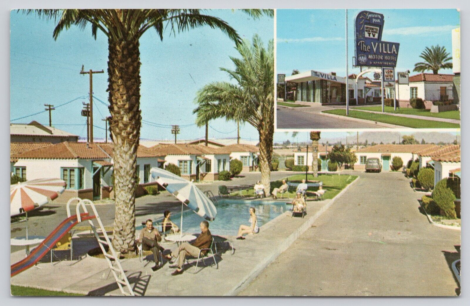Villa Motor Hotel East Van Burn Phoenix AZ Multi View Pool Vintage Postcard