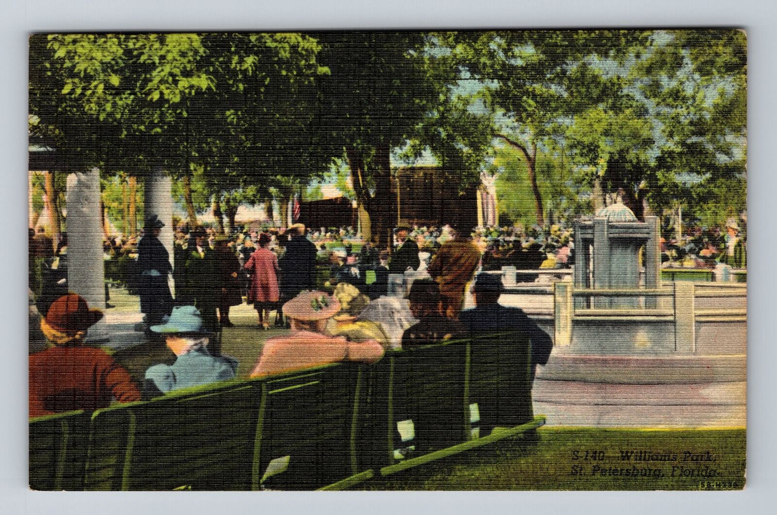St Petersburg FL-Florida, Williams Park, Antique, Vintage c1949 Postcard