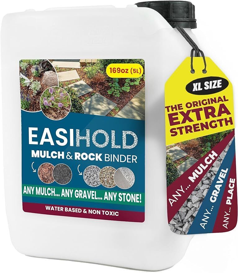 EASIHOLD 1.3 Gallon Gravel Glue Mulch Stone Rock Binder, Non Toxic, Ready to Use