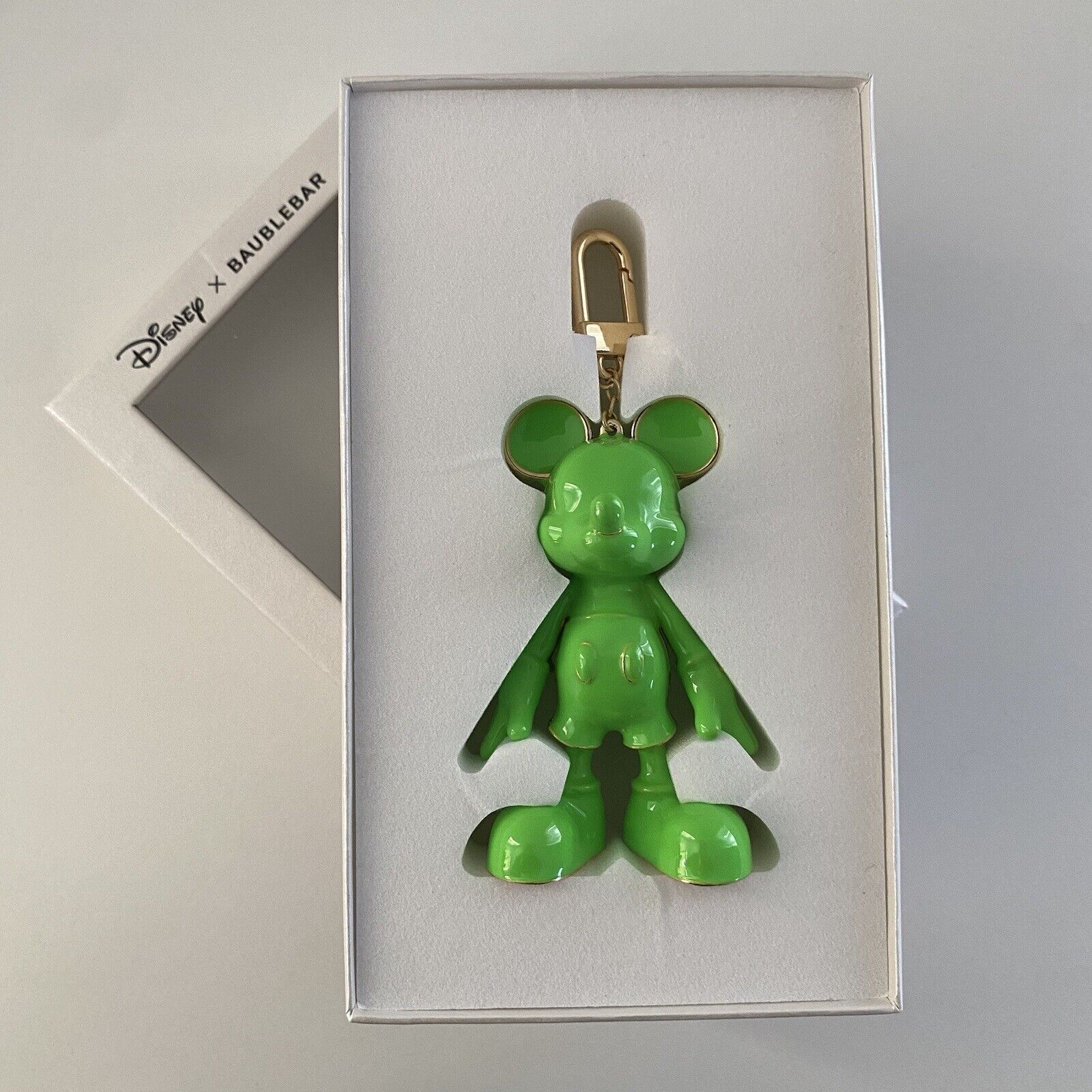 DISNEY X BAUBLEBAR Mickey Mouse Disney Bag Charm Keychain Green NEW