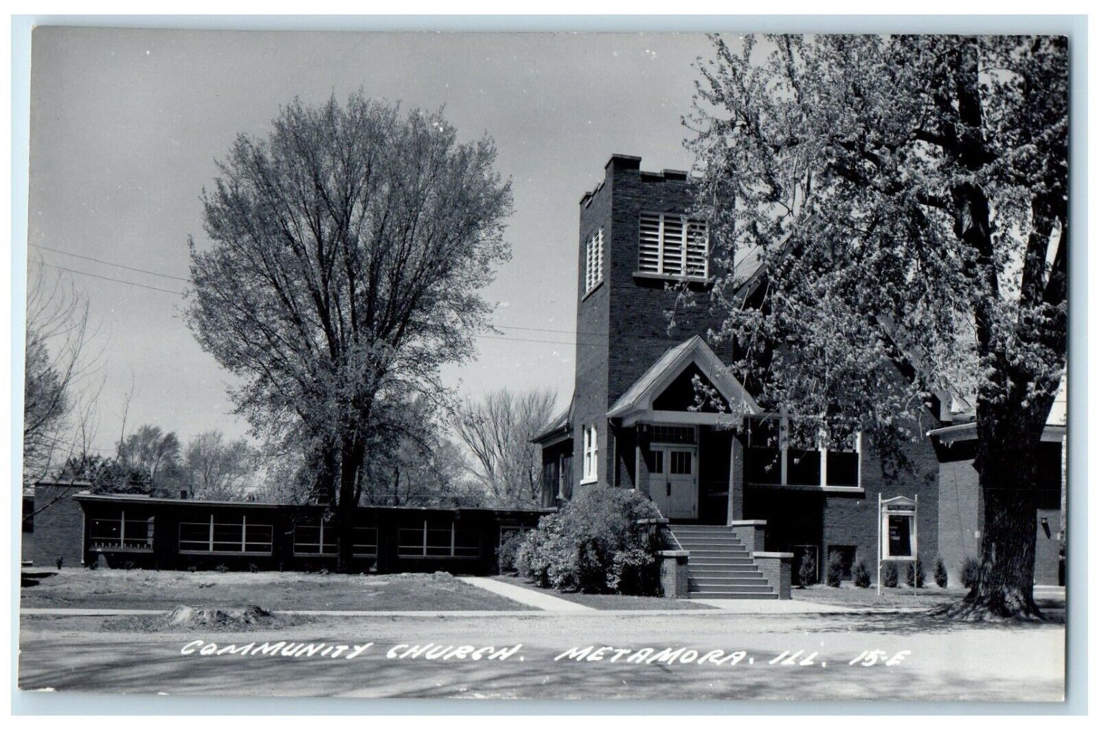 c1940's Community Church Metamora Illinois IL RPPC Photo Vintage Postcard