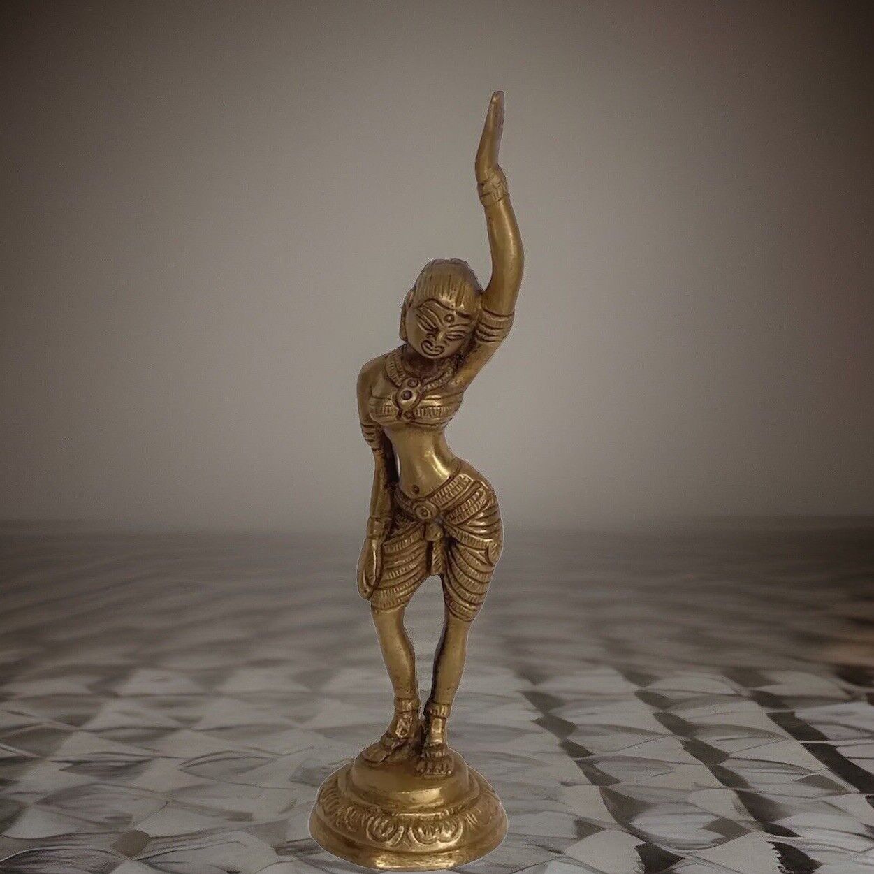 Solid Brass Dancing Bodhisattva Figurine Hindu Dancing Goddess Statue Nepalese