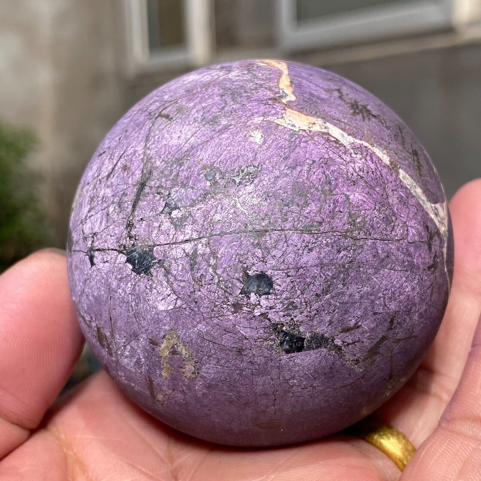 439g Metallic Dark Purple Purpurite Super Flash Sphere Rare Specimen Namibia
