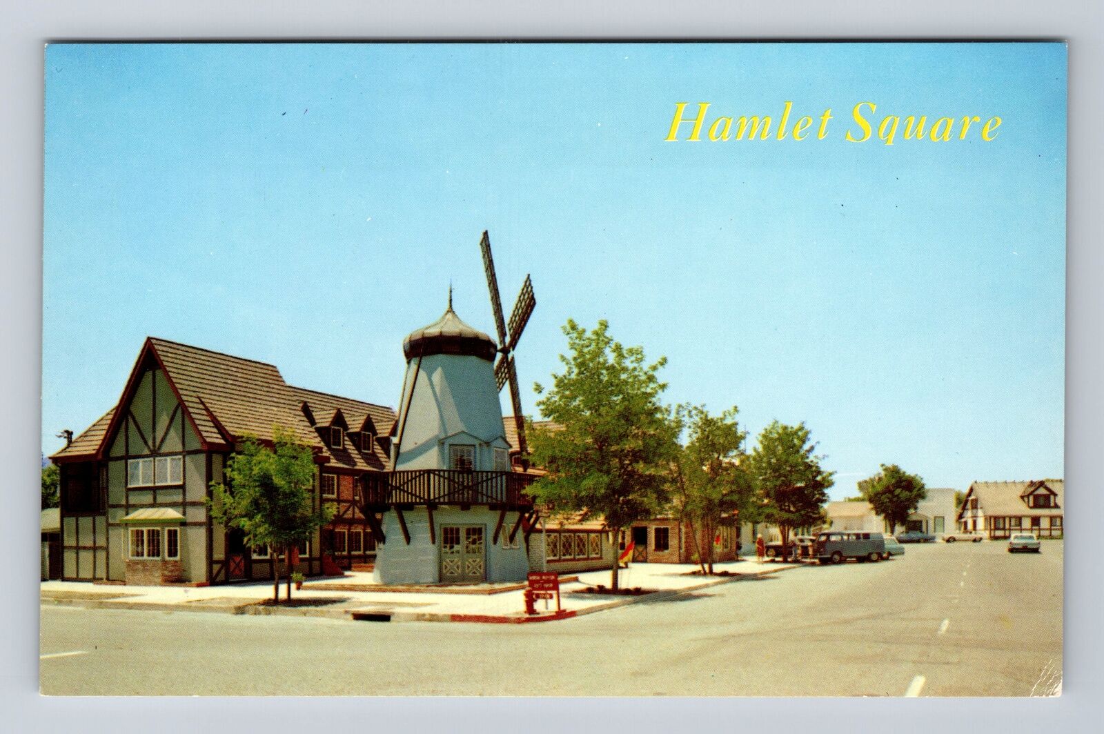 Solvang CA-California, Hamlet Square, Shops, Restaurants Vintage Postcard
