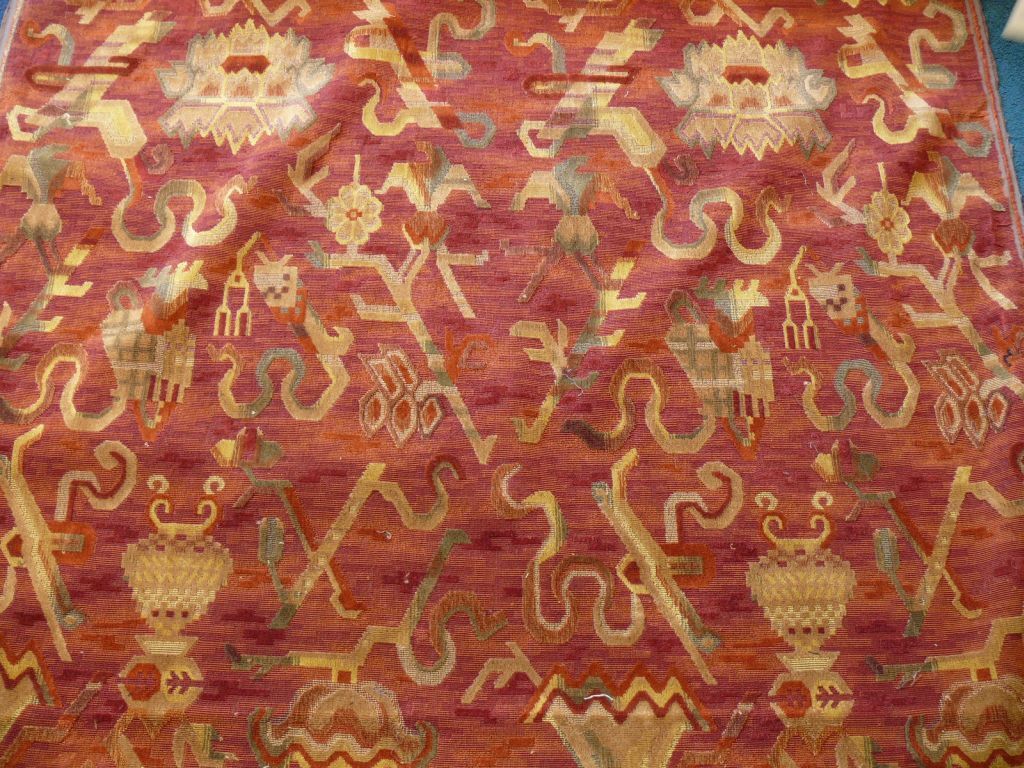 CLARENCE HOUSE TAPESTRY EPINGLE BRAHMAPUTRA IN RED ORANGE BTY MSRP$650/Y