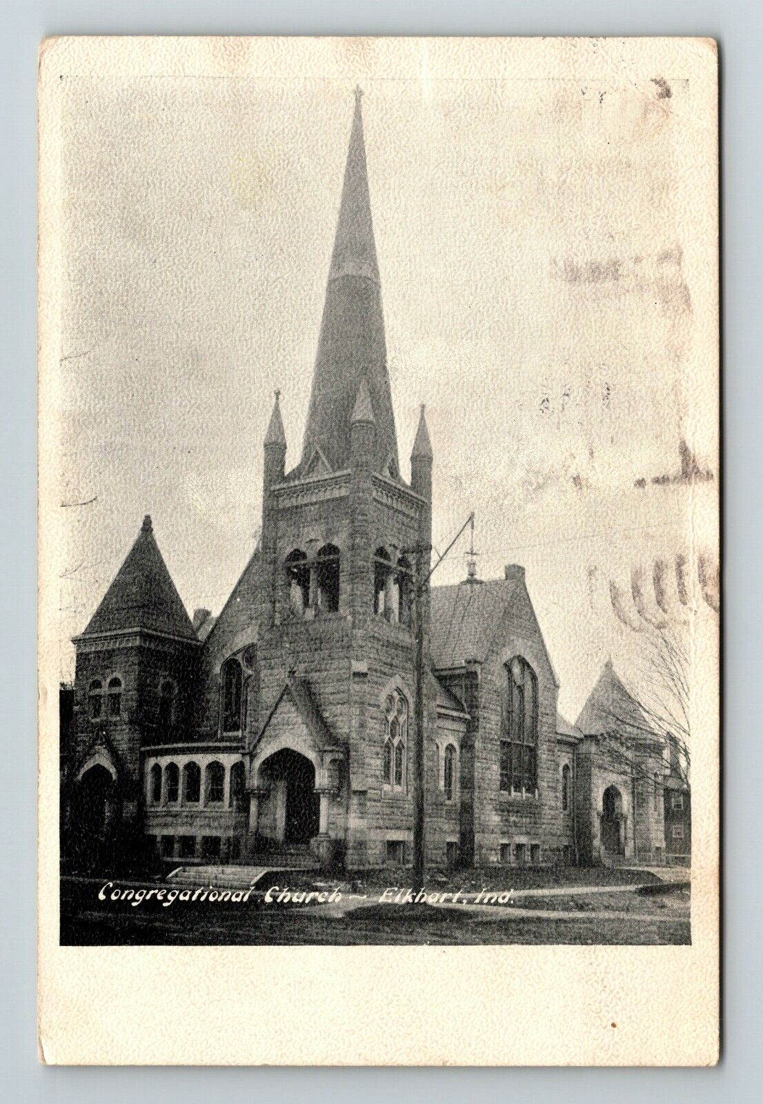 Elkhart IN Indiana, Congregational Church Vintage Souvenir Postcard