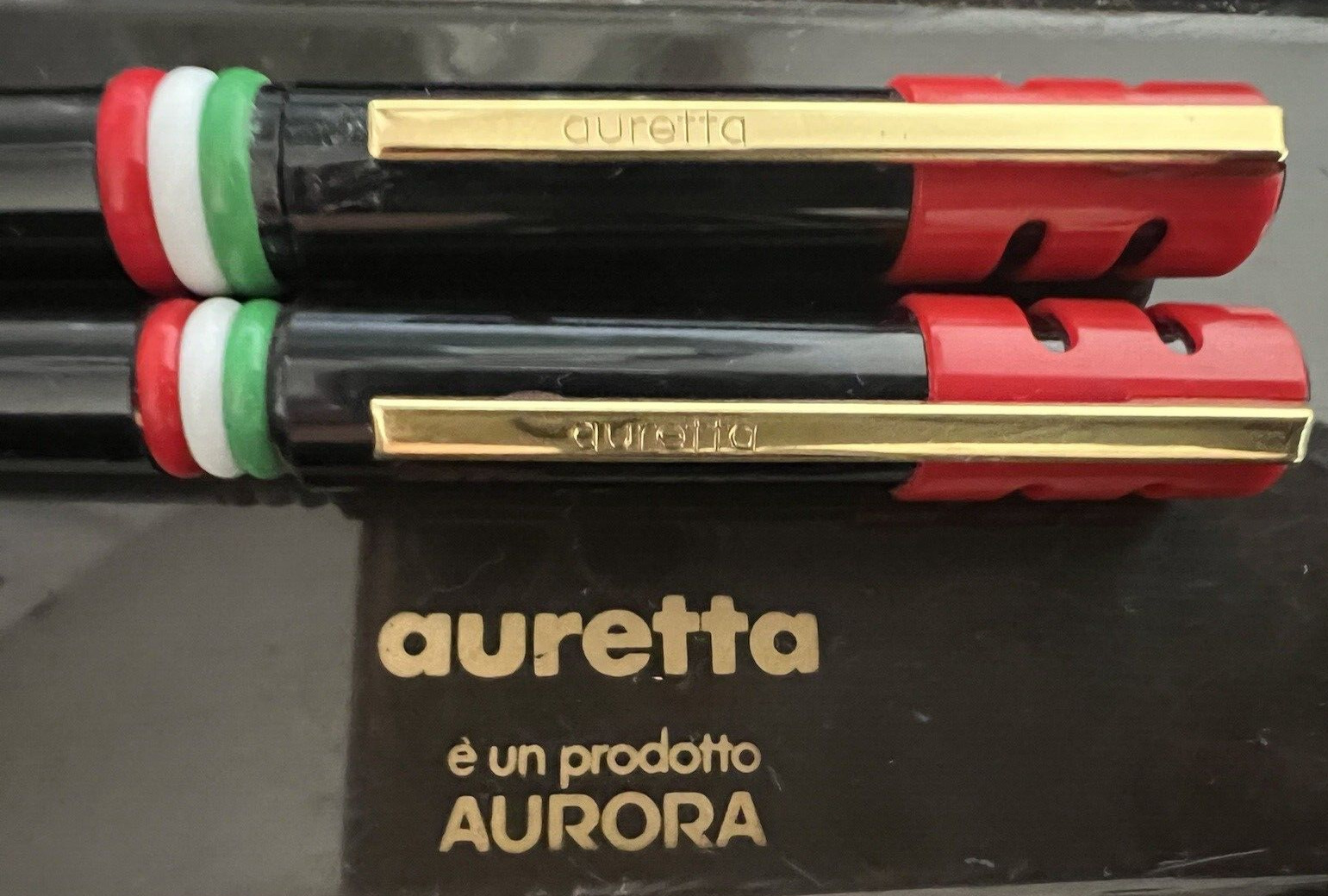 Auretta Pen Fountain Pen By Aurora Italy Black Red + Sphere Years 1970