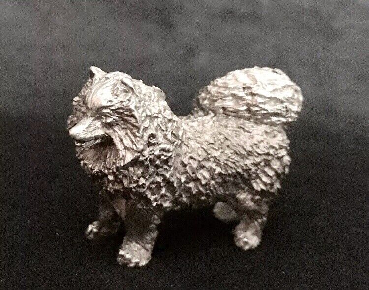 Pewter SAMOYED Spitz Dog Puppy Detailed Silver Metal Figurine Statue O