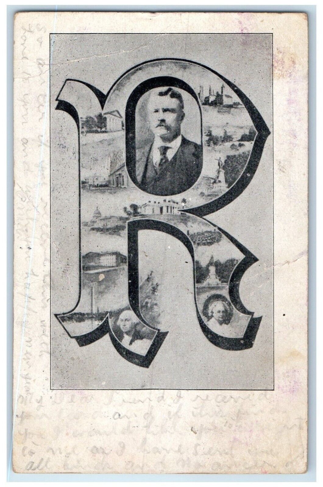 1908 Roosevelt Political Large Letter Orcutt Ca, Toledo Ohio OH Antique Postcard