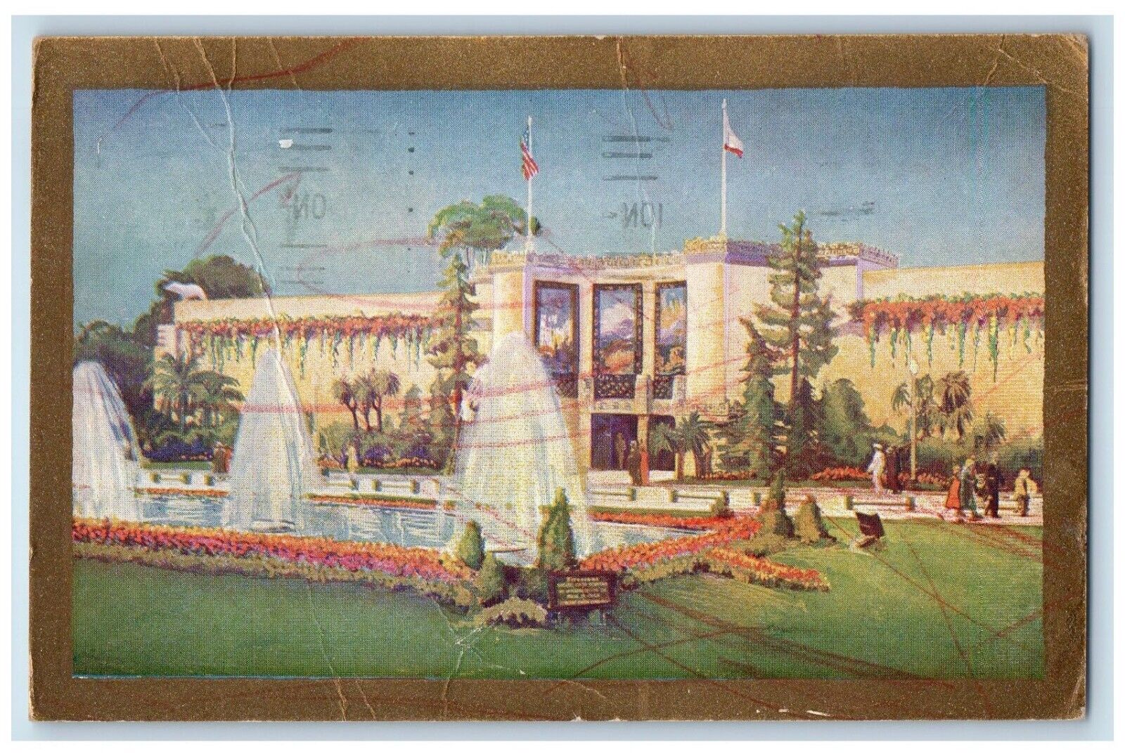 1936 California State Building Exterior Pacific International San Diego Postcard