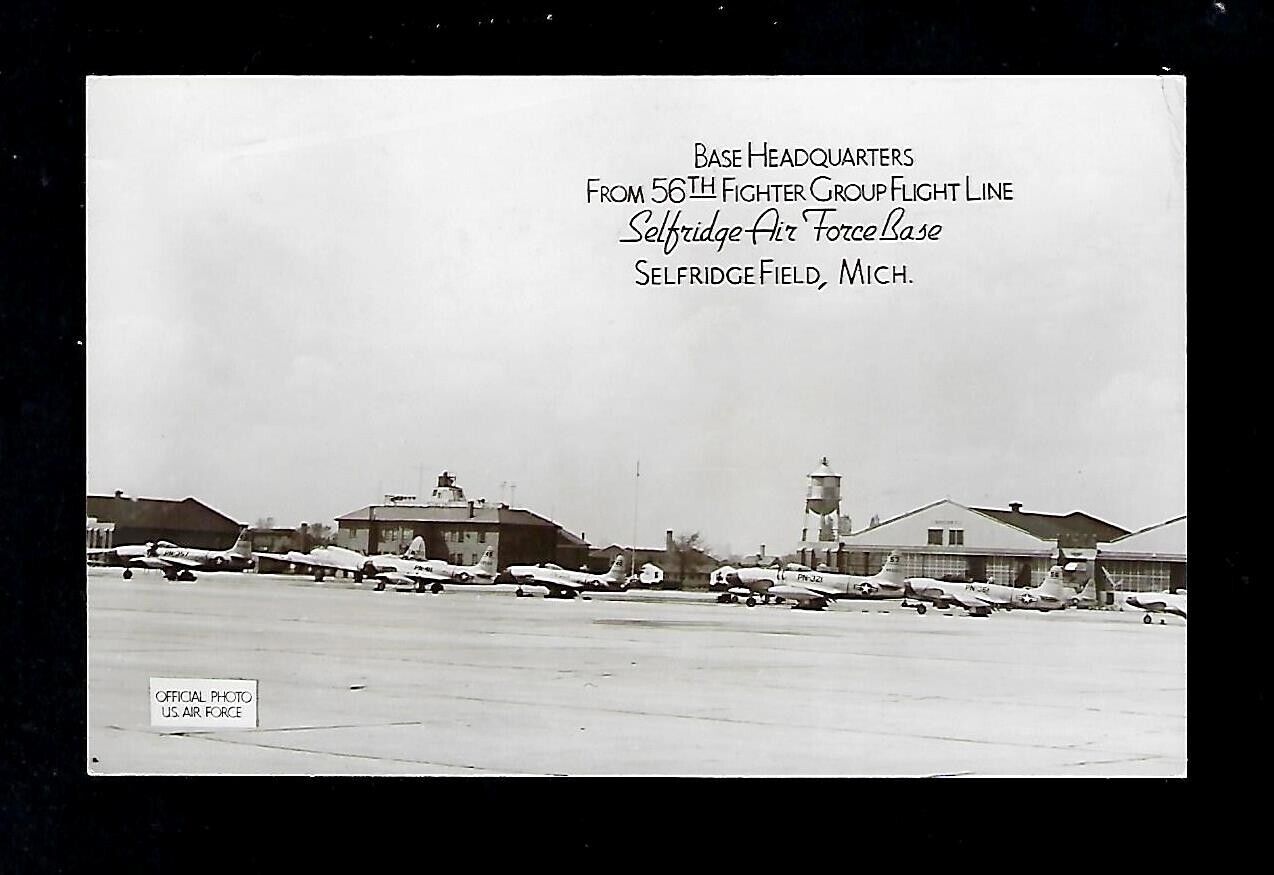 1951 Aviation RPPC Postcard US Air Force Selfridge Air Force Base 56Th Fighter