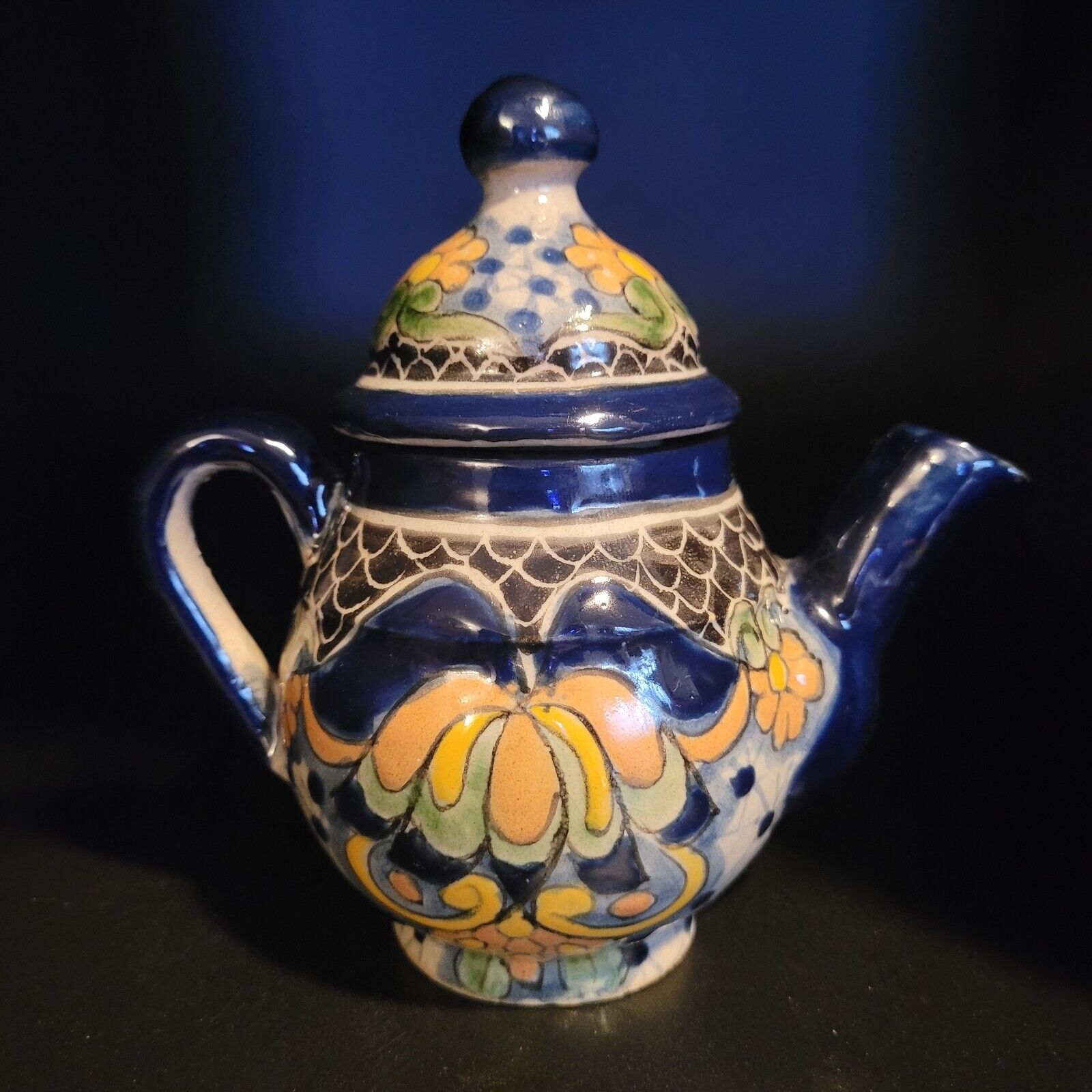 Vintage Small Handpainted Glazed Teapot