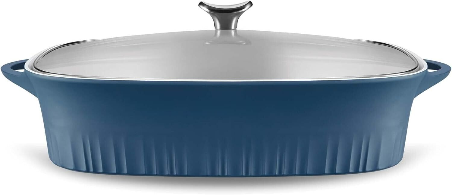 CorningWare Baking Dish Blue Cast Aluminum Non-Stick 5.7Qt