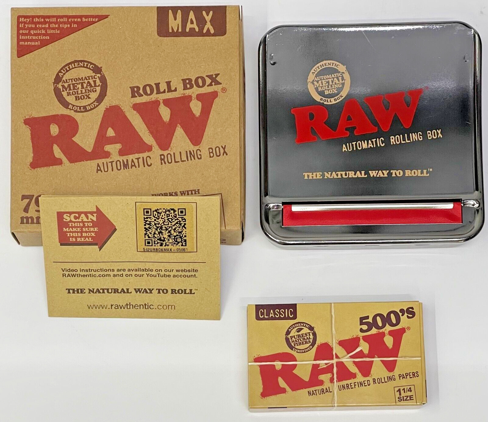 Raw Classic 500 Pack Cigarette Rolling Papers W/ Raw MAX RollBox *Free Shipping*
