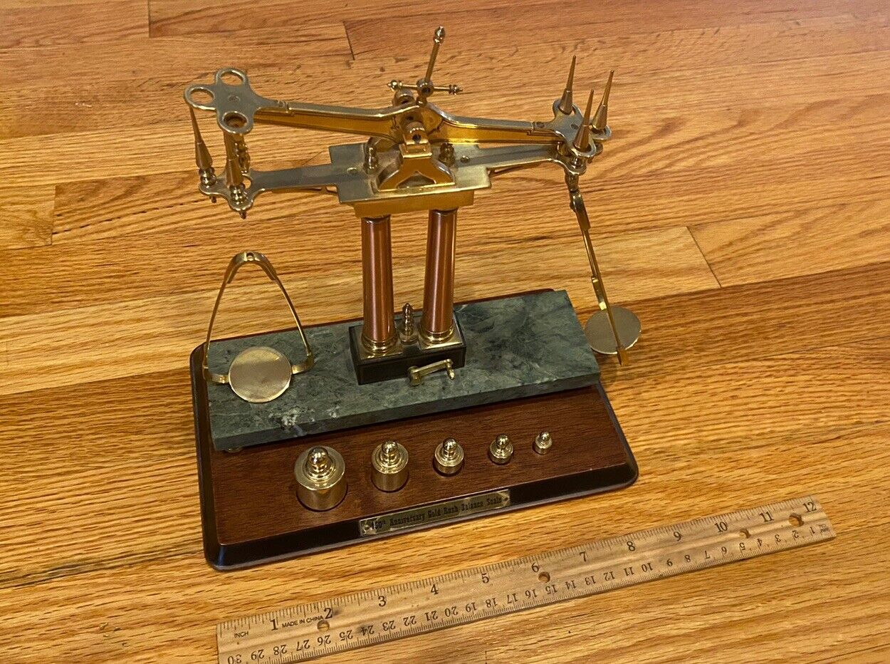 VINTAGE FRANKLIN MINT SCALE - 150th ANNIVERSARY GOLD RUSH BALANCE SCALE LOOK