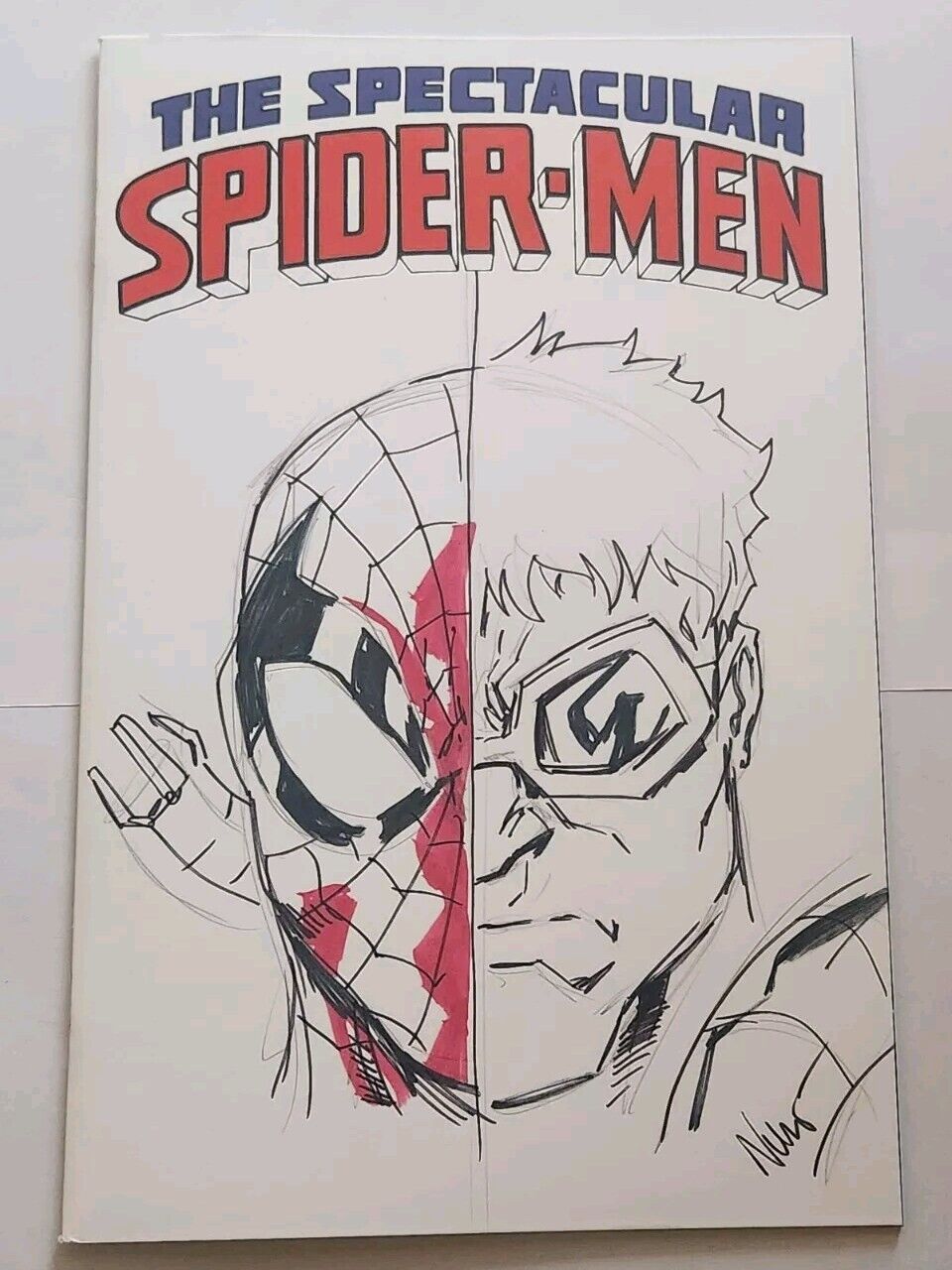 Spectacular Spidermen #1 Blank With Spiderman/Doctor Octopus Original Art Sketch