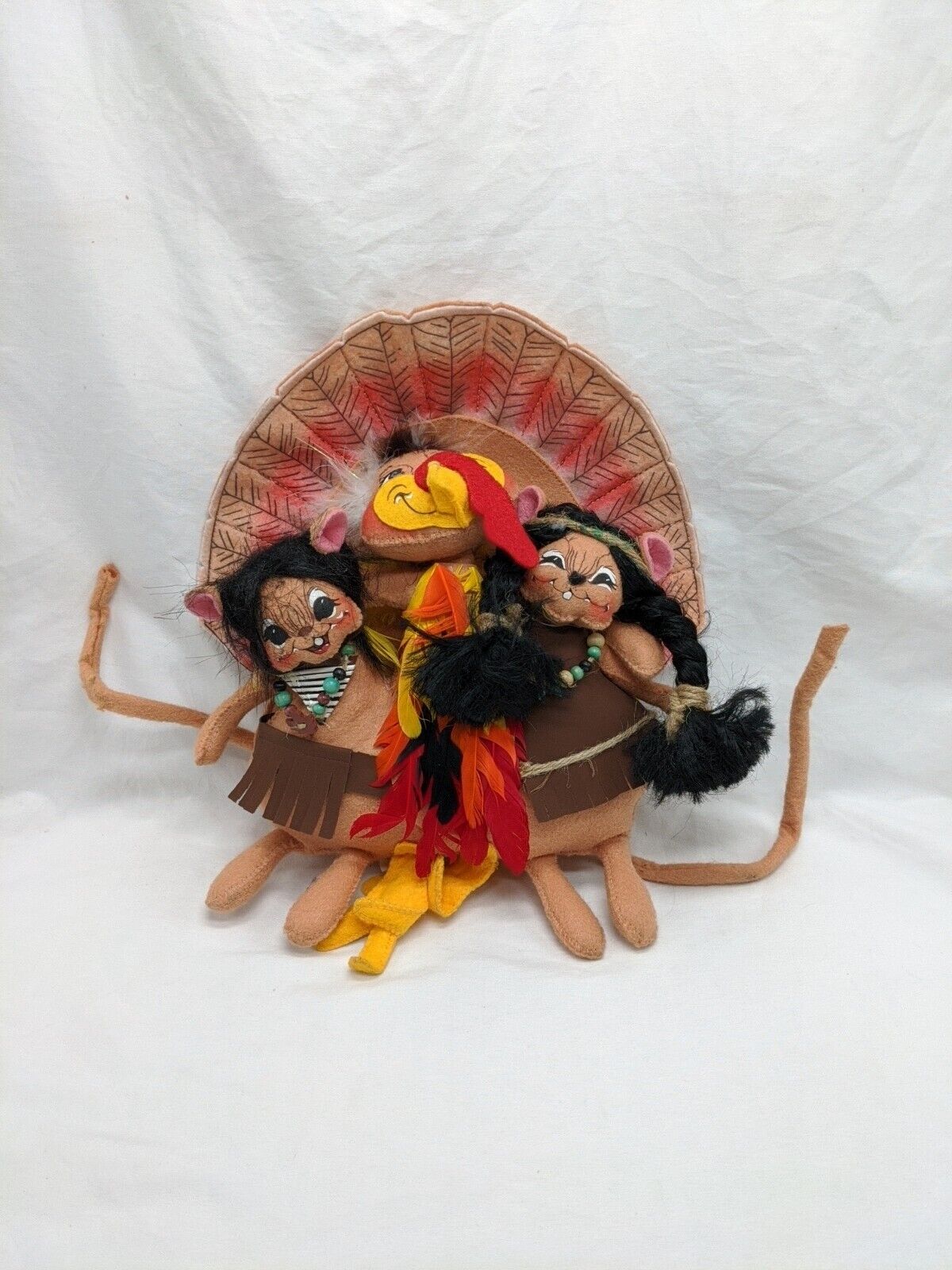 Annalee Let's Talk Turkey Mice In Indian Outfits Thanksgiving Plush