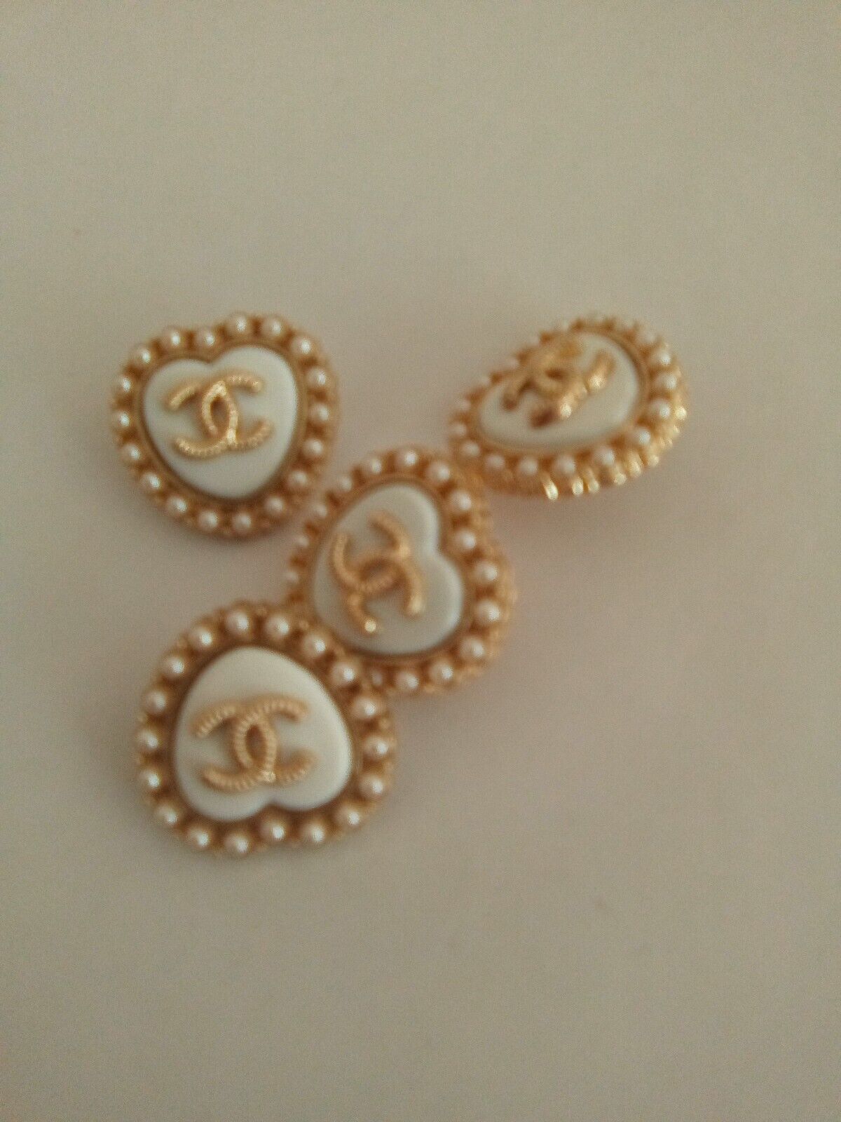  Lot Of 4 STAMPED 22mm  Designer Button Gold   tone Chanel Button 