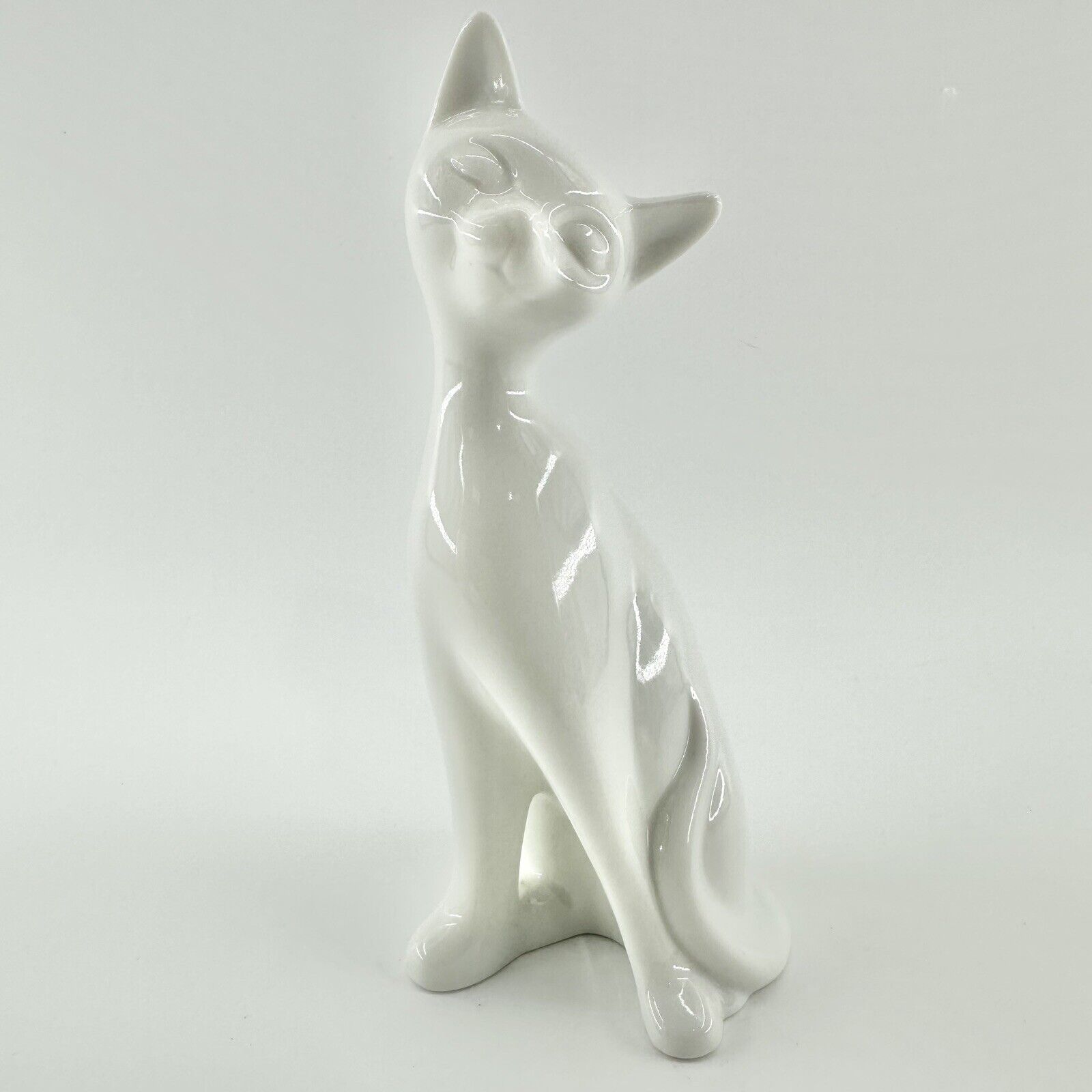 Otagiri White Porcelain Sitting Cat Figurine OMC Japan 6.5\