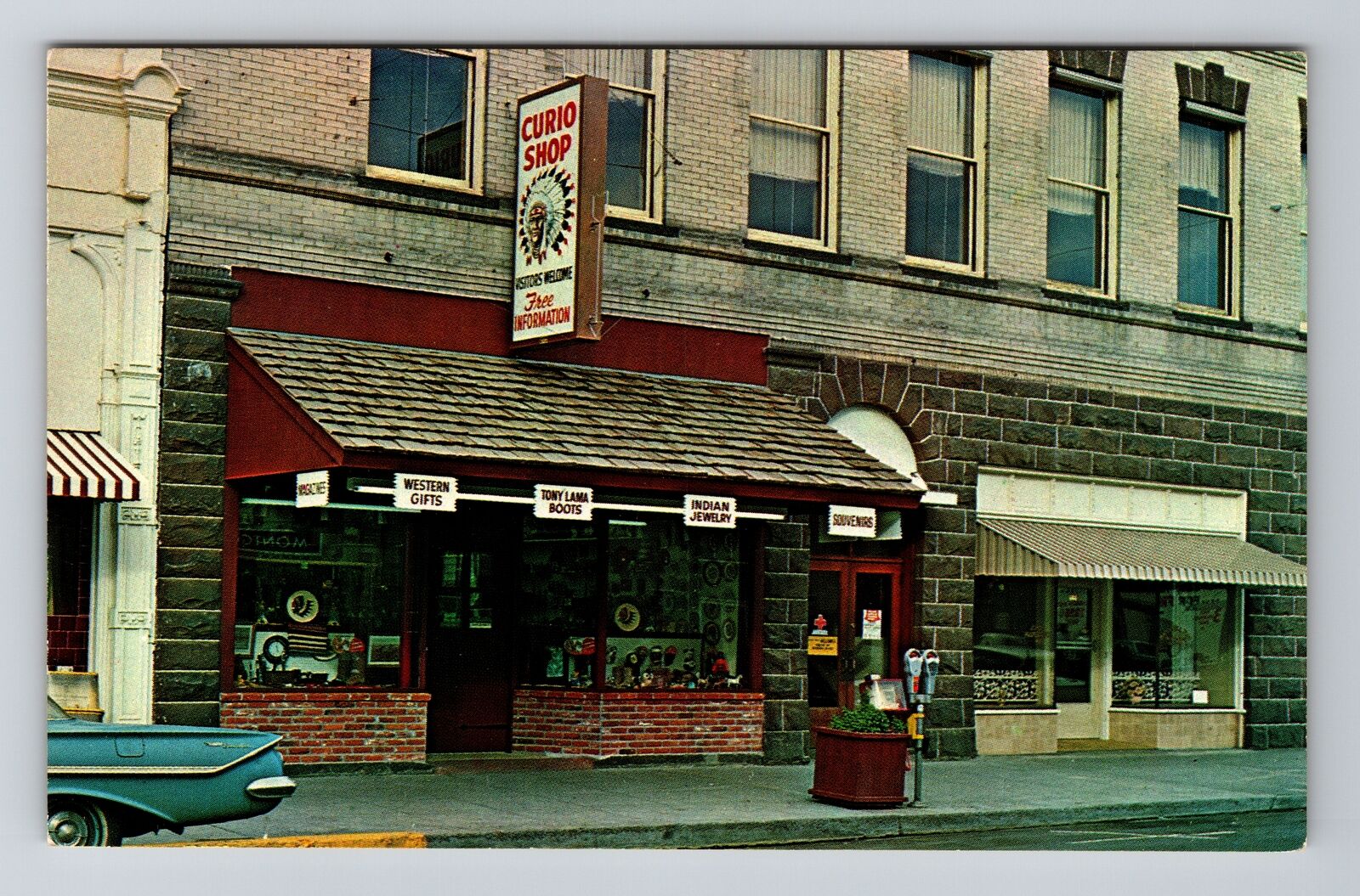 Pendleton OR-Oregon, The Curio Shop, Downtown, Vintage Postcard