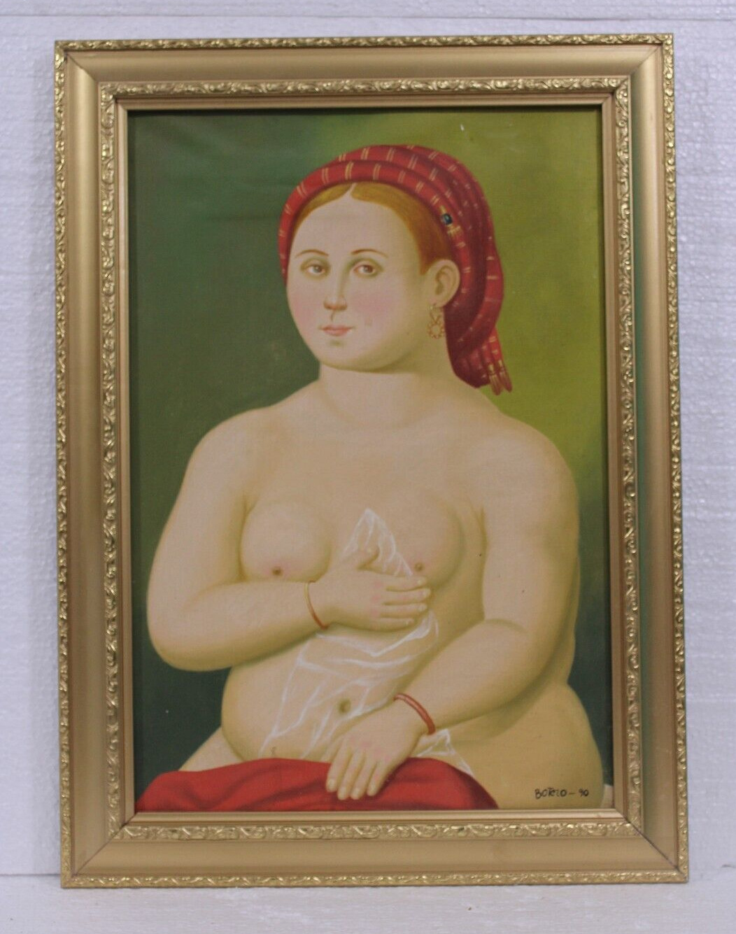 FERNANDO BOTERO OIL ON CANVAS WITH FRAME IN GOLDEN LEAF \