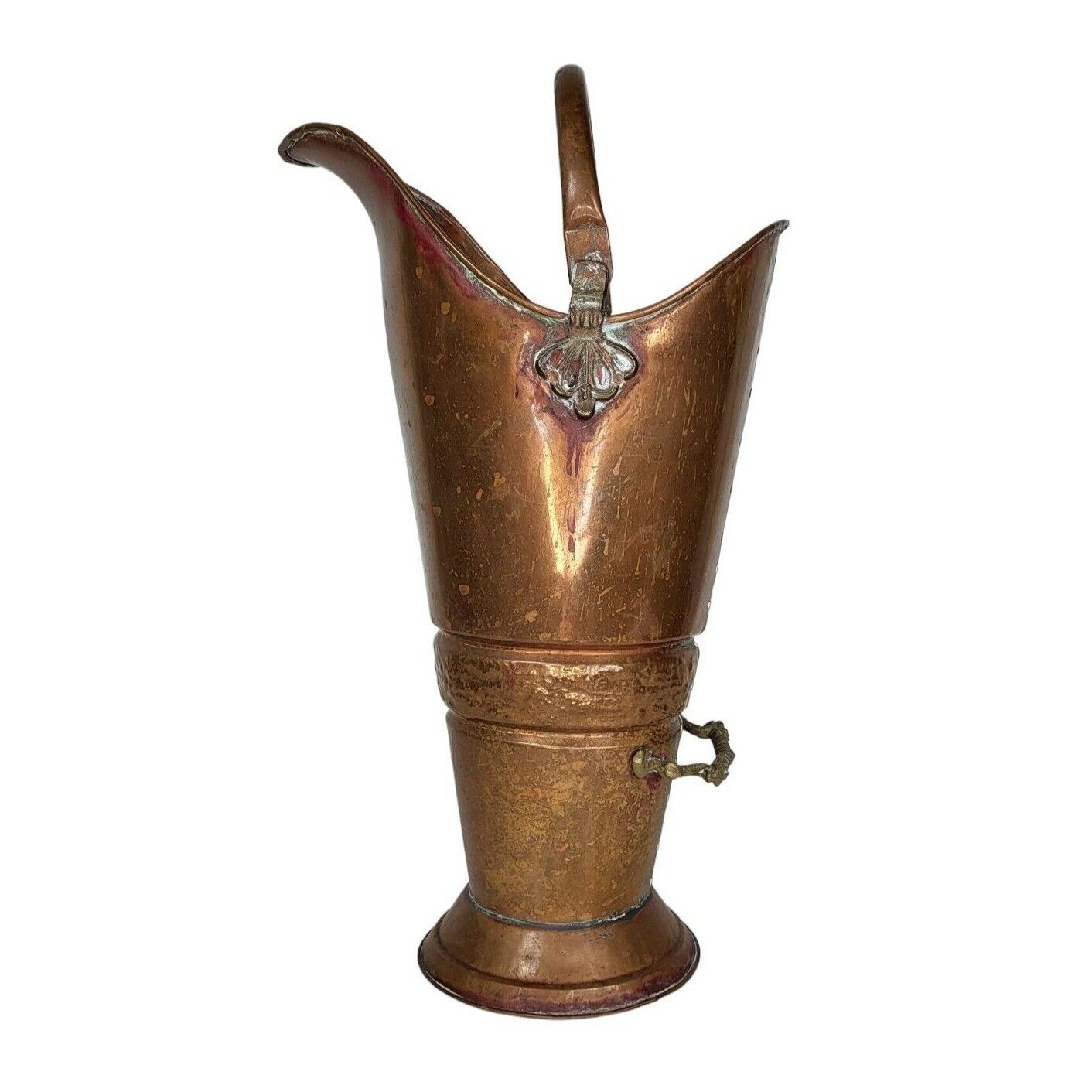 Antique Copper Brass Coal Ash Water Scuttle Bucket Carrier Vase Umbrella Stand