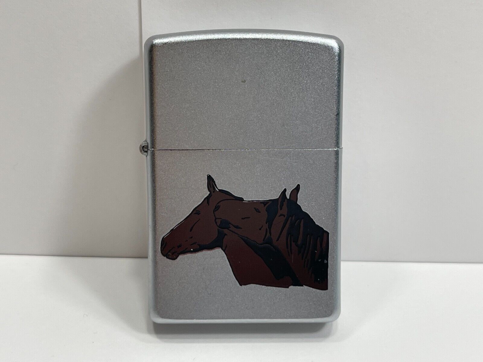 Zippo Horse Heads - Brushed Chrome Lighter (Dated 2006)
