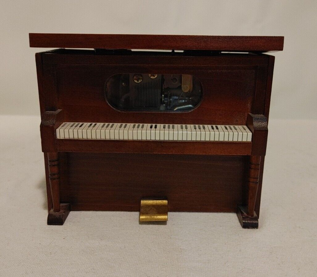 Vintage Wooden Upright Piano Music Box - Works Made In Japan M.B.K.