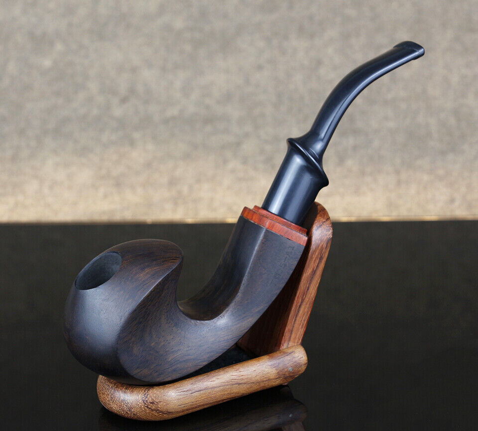 Vintage Ebony Wooden Pipe Bent Tobacco Pipe Gift Handmade 9mm Filter