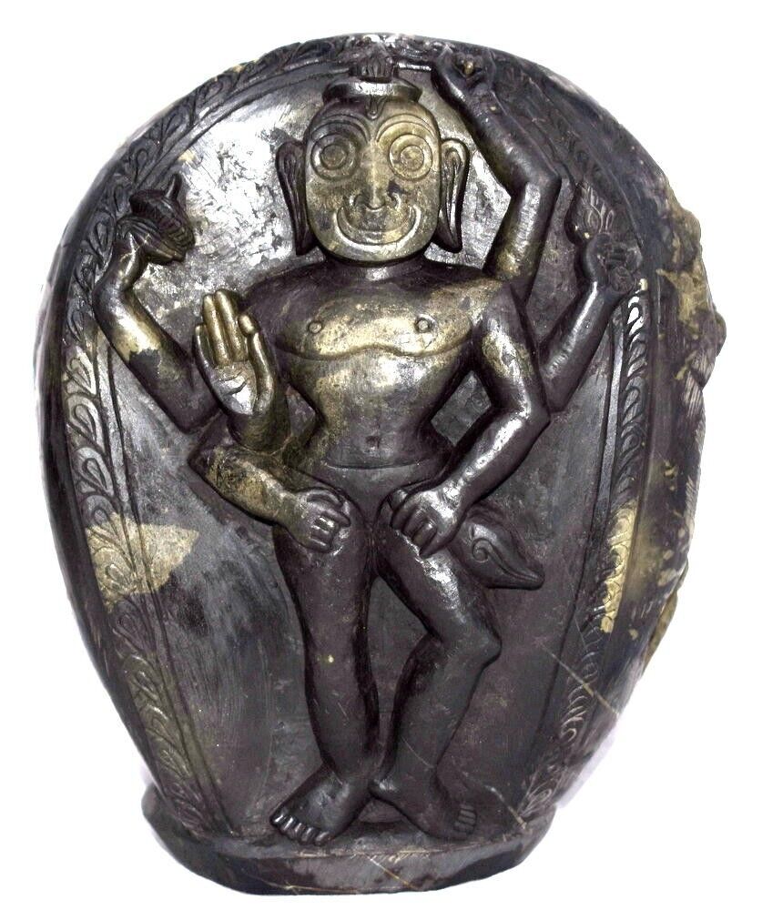 Rare Big Size Shri Vitthala Giridhari on Golden Govardhana Shaligram Shilla