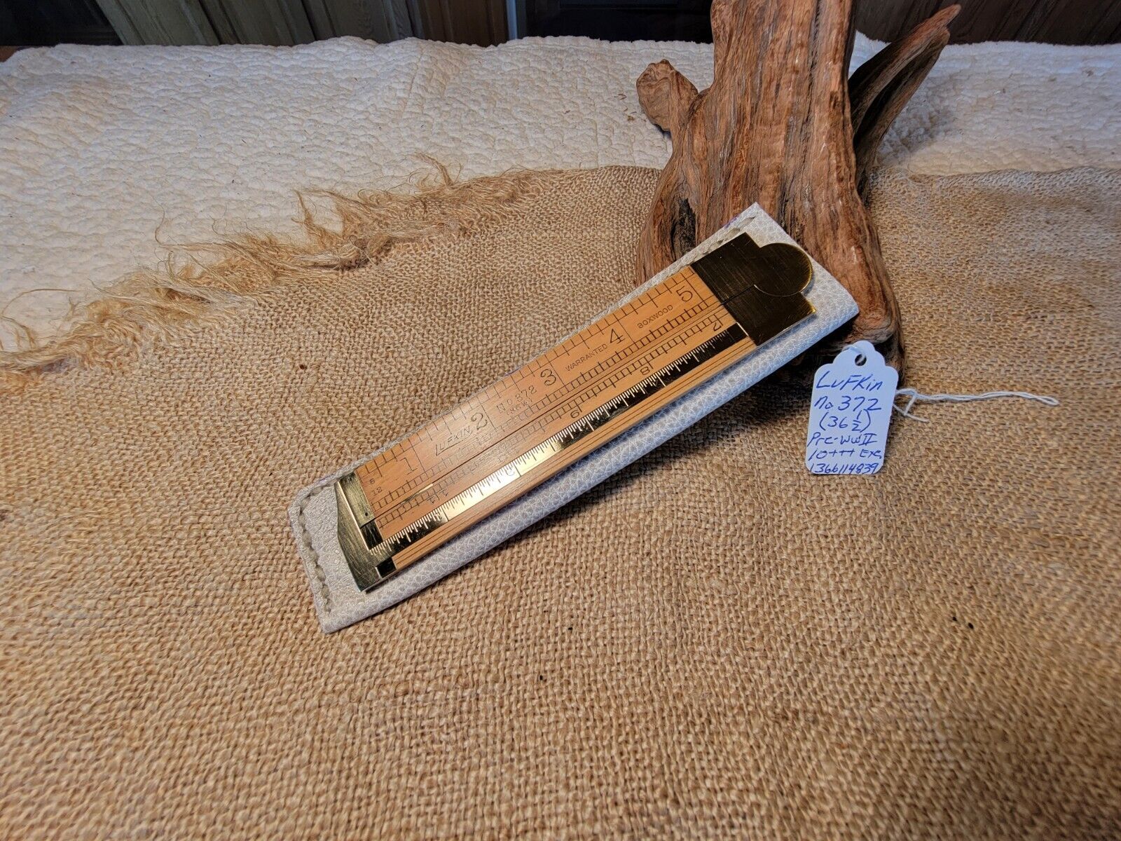 Vintage Antique Lufkin No. 372  36 1/2 Warranted Boxwood Caliper Ruler USA 