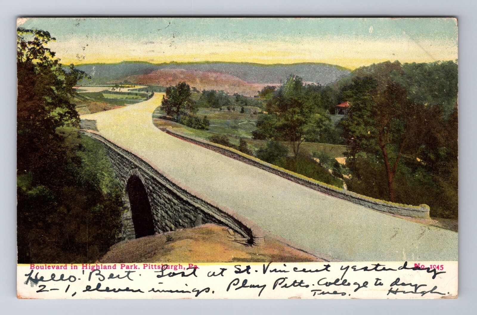 Pittsburgh PA-Pennsylvania, Boulevard In Highland Park, Vintage c1907 Postcard