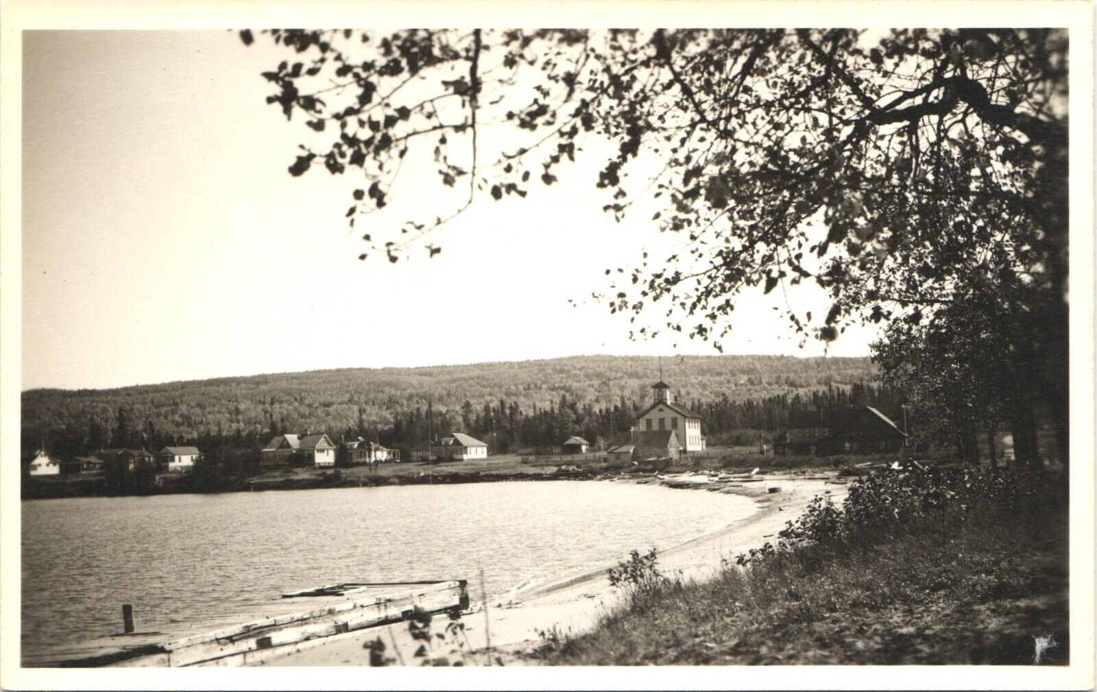 EAGLE HARBOR, MI, WATERFRONT VIEW real photo postcard MICHIGAN RPPC 1940s